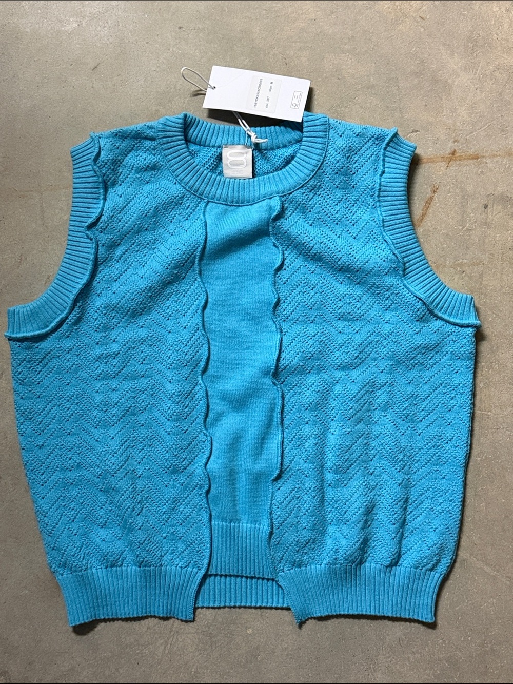 Sleeveless Knit Sweater Vest - Turquoise